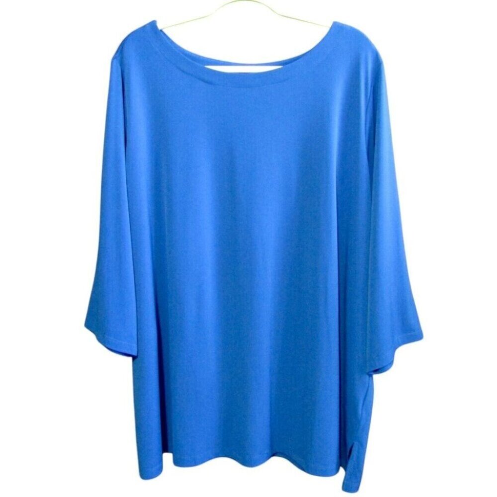 Susan Graver Modern Essentials Liquid Knit Tunic Top Sz 3XP Simply Blue A453976